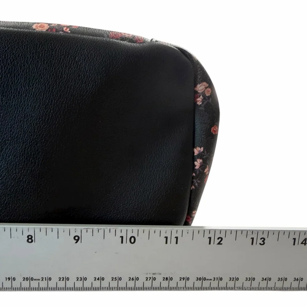 Y2K Juicy Couture Floral Tote Bag Black Pink Rose Print Dark Floral Faux Leather